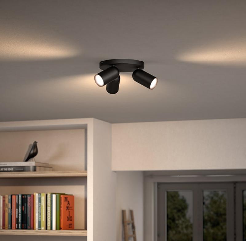 Philips myLiving LED Spot PONGEE 3-flammiger schwenkbarer Decken Strahler in Schwarz